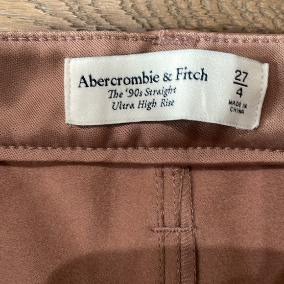 Abercrombie & Fitch The 90s Straight Ultra High Rise Pink Faux Leather Pants 27 - Picture 9 of 12